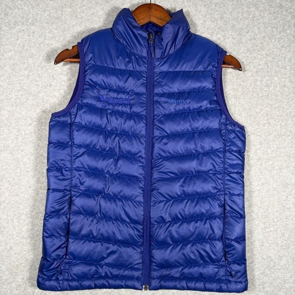 Marmot Jackets & Blazers - Marmot Vest Women Small Puffer 700 Fill Blue Down Quilted Embroidered Logo